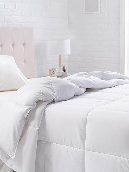 Amazon Basics Down Alternative Bedding Comforter Duvet Insert - Full/Queen, White, All-Season