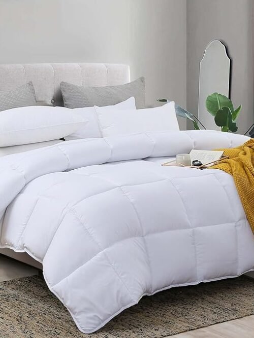 L LOVSOUL White Comforter King Size Duvet Insert,All Season Down Alternative Comforter Duvet Insert King,Bedding Comforter with Corner Tabs