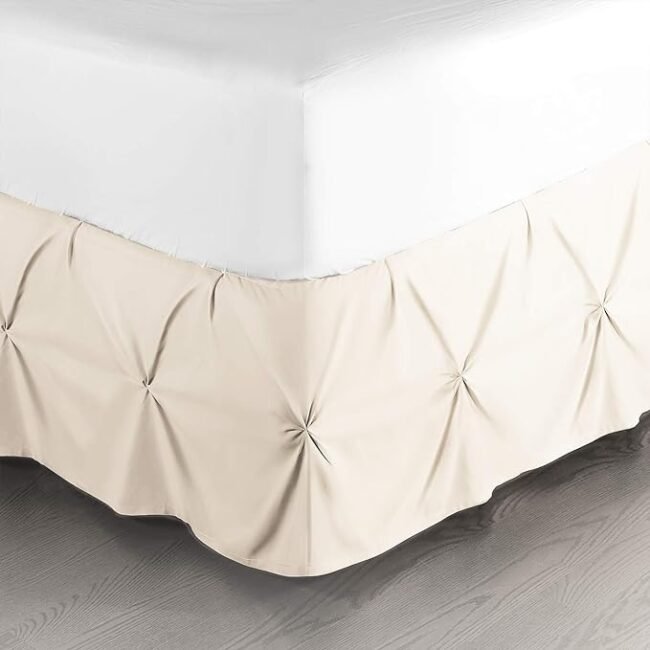 Nestl Beige Cream Bed Skirt Queen Size, Pinch Pleat Queen Bed Skirt, Nestl Beige Cream Bed Skirt Queen Size, Pinch Pleat Queen Bed Skirt,